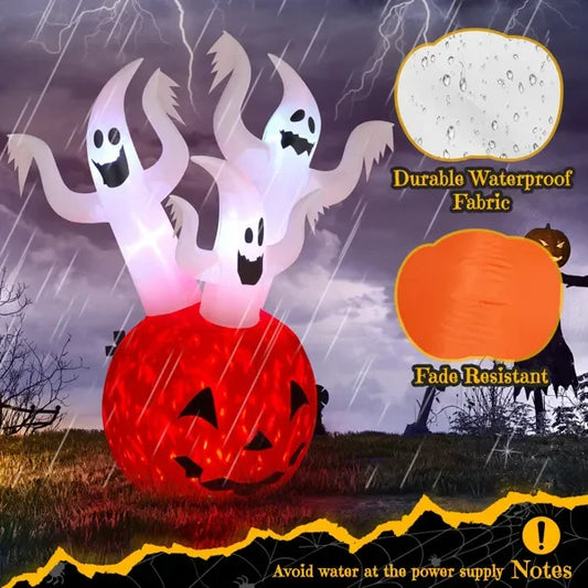 Halloween Inflatable Pumpkin Ghost Yard Decoration With LED Lights