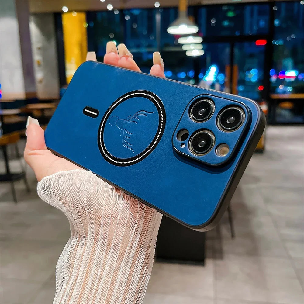 LICOERS Magnetic Leather Case for iPhone with MagSafe Camera Protection