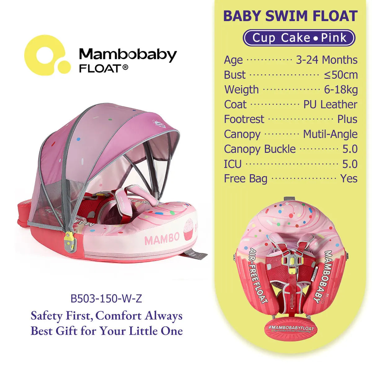 Mambobaby No Inflation Safe Harness Toddler Pool Float