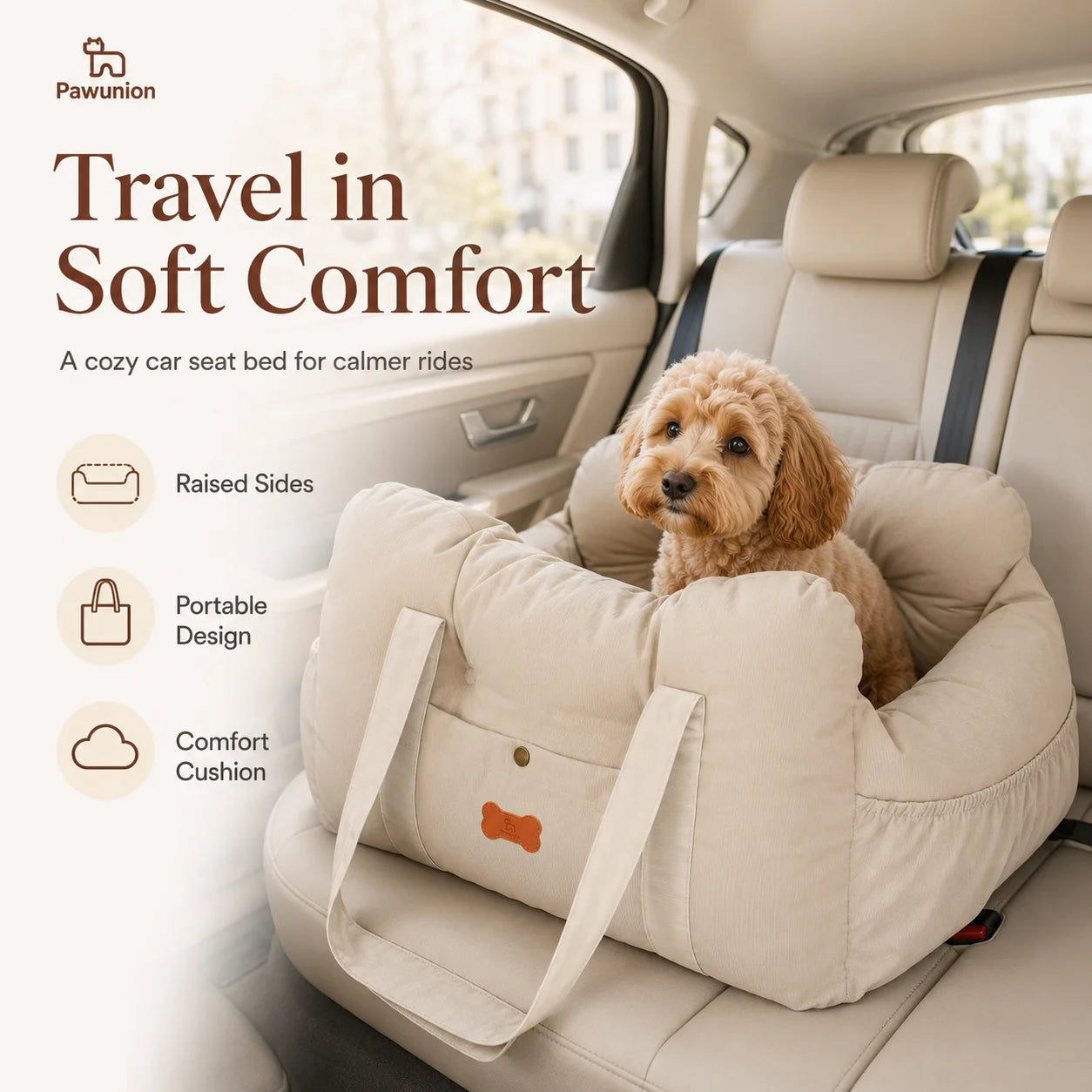 Dog Car Seat Booster For Small And Medium Dogs Plush