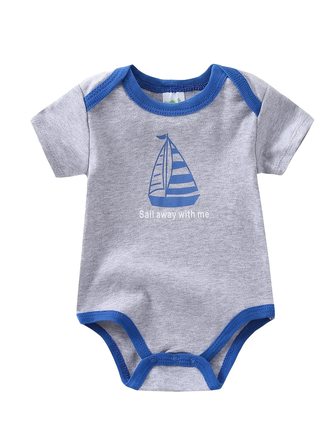 Baby Boy 5 Piece Sailboat Romper Set Soft Breathable Cotton
