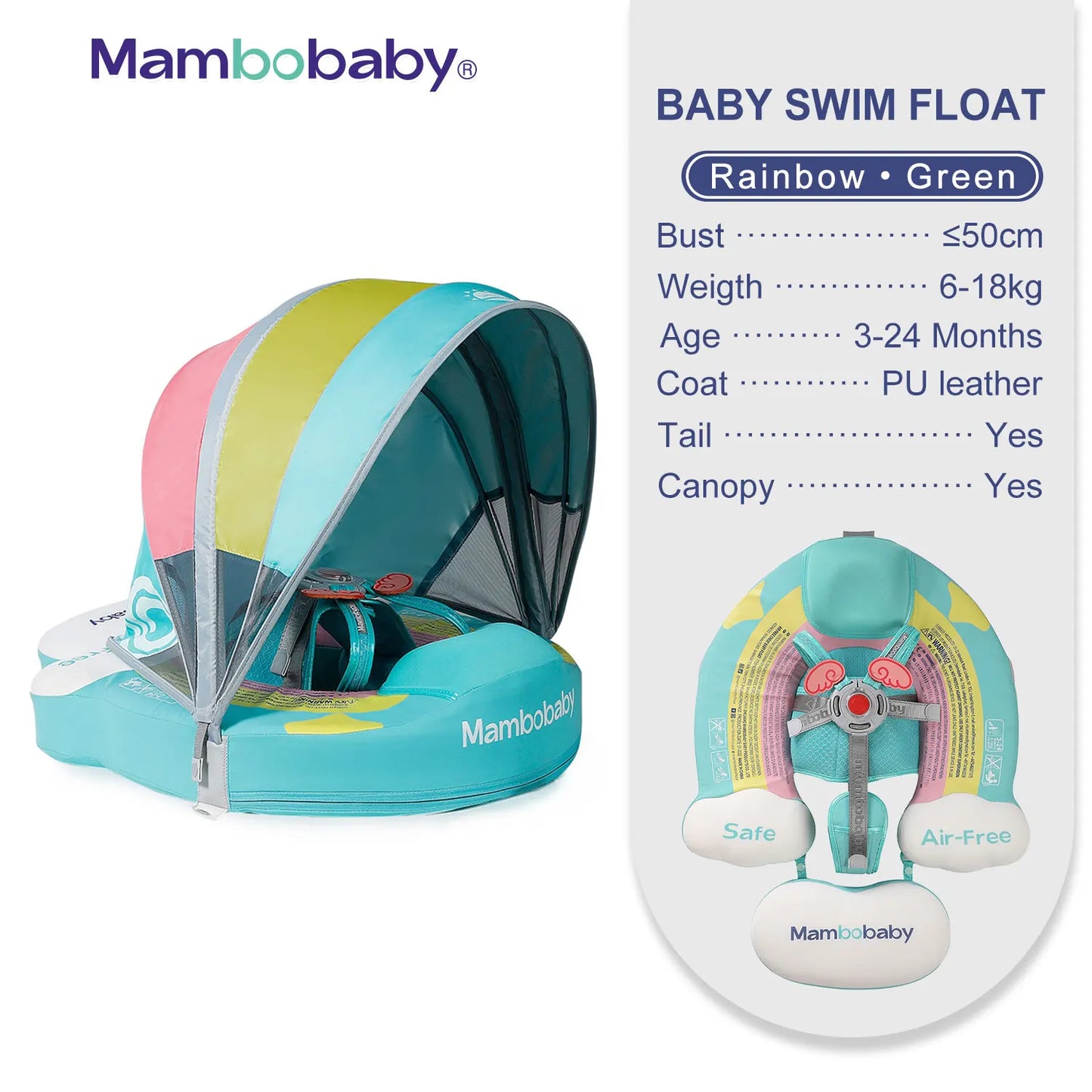 Mambobaby Animal Float Canopy Baby Swimming Buoy Water Trainer