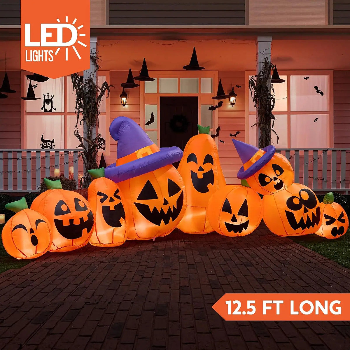 Halloween Inflatable Pumpkin Yard Decoration With Built In Led Lights
