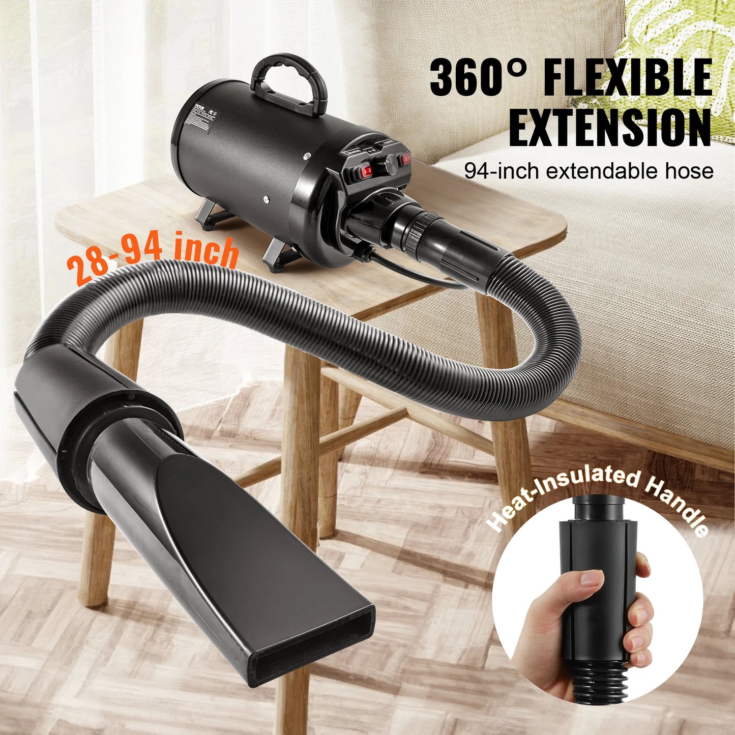 SucceBuy 2000W Dog Grooming Dryer With Adjustable Speed 4 Nozzles