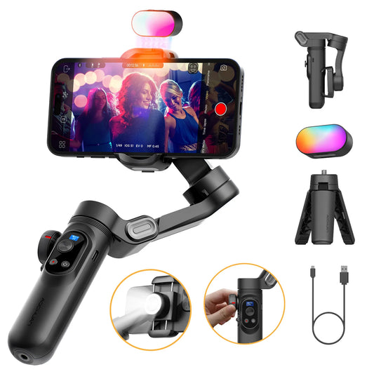 AOCHUAN X Pro 3Axis Smartphone Gimbal With RGB Fill Light