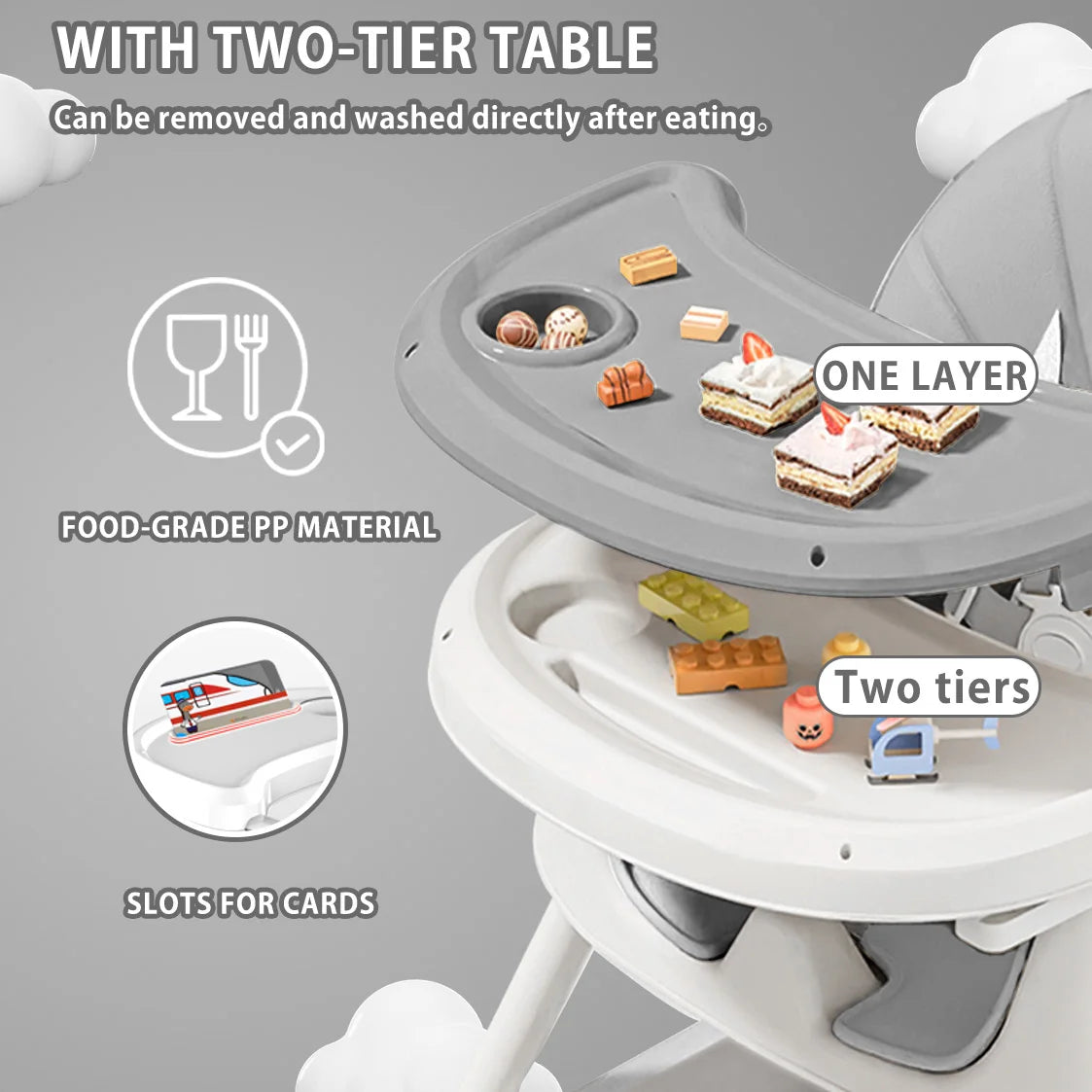 PIORLADO Foldable Baby High Chair With Antislip Pad