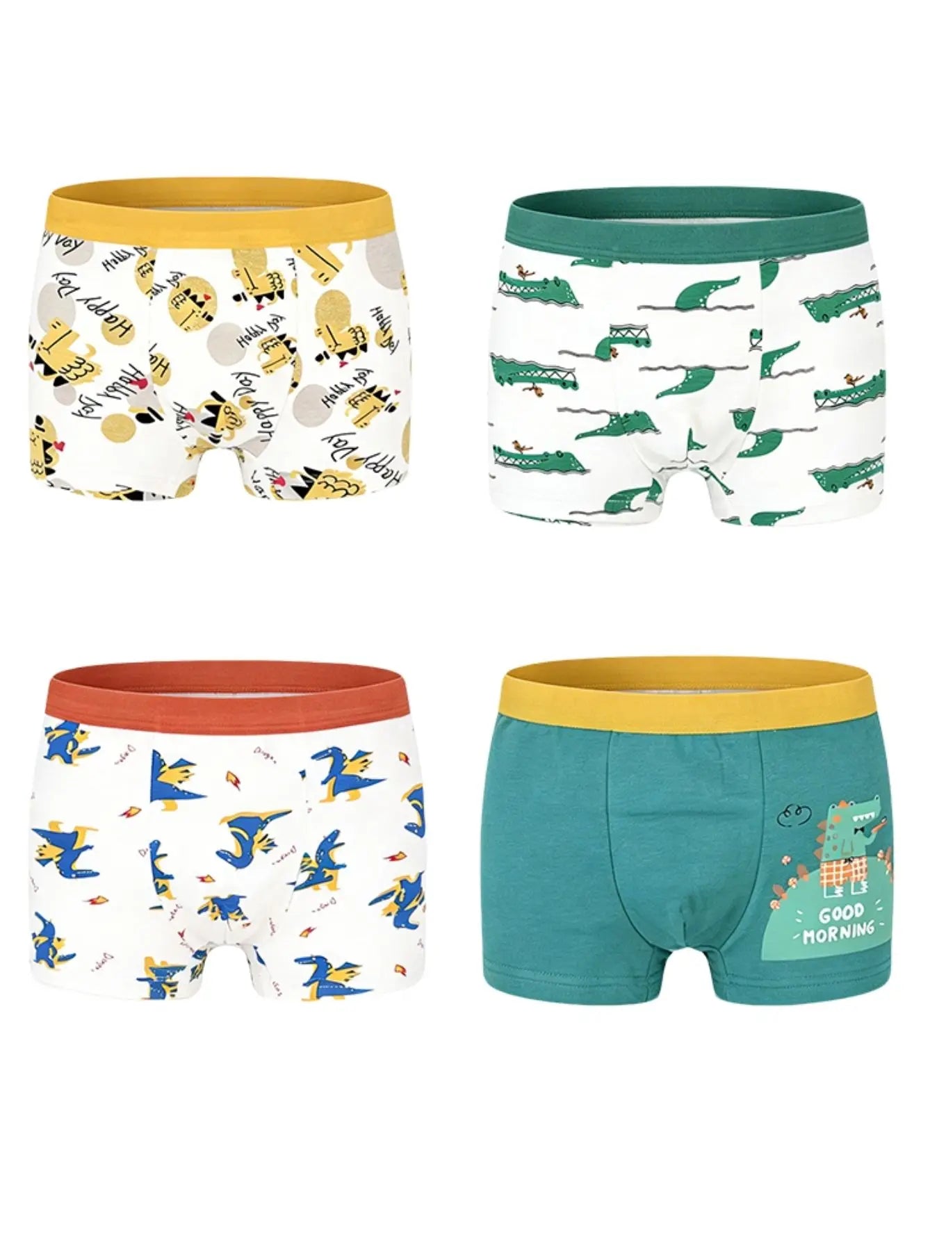 Kids Cotton Boxer Briefs 12 Pack Dino Print Undies
