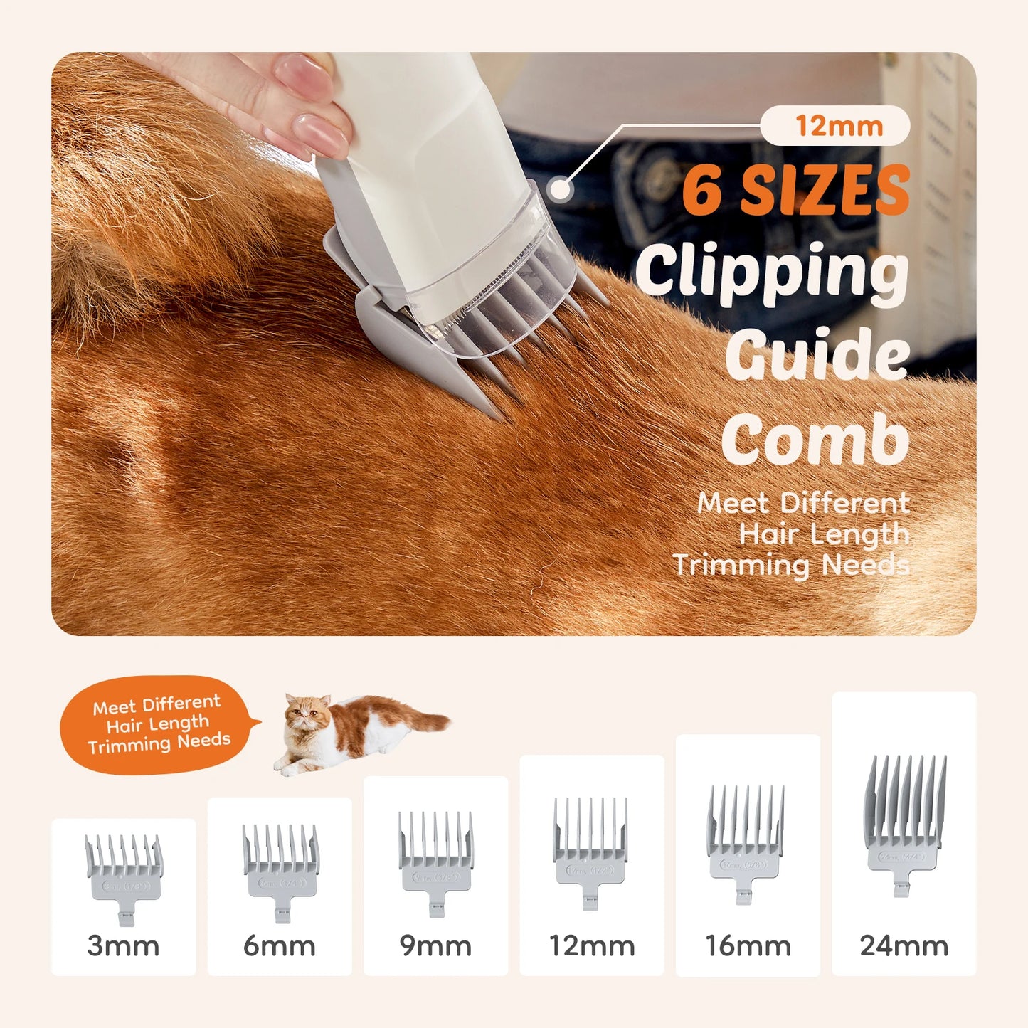 Pet Grooming Vacuum Kit With Cordless Low Noise Clippers and 3 Suction Modes