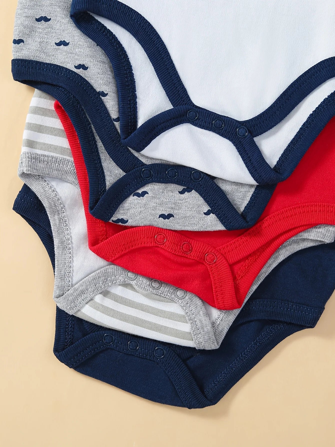 Cotton Baby Boys Short Sleeve Bodysuits With Bow Tie Bundle