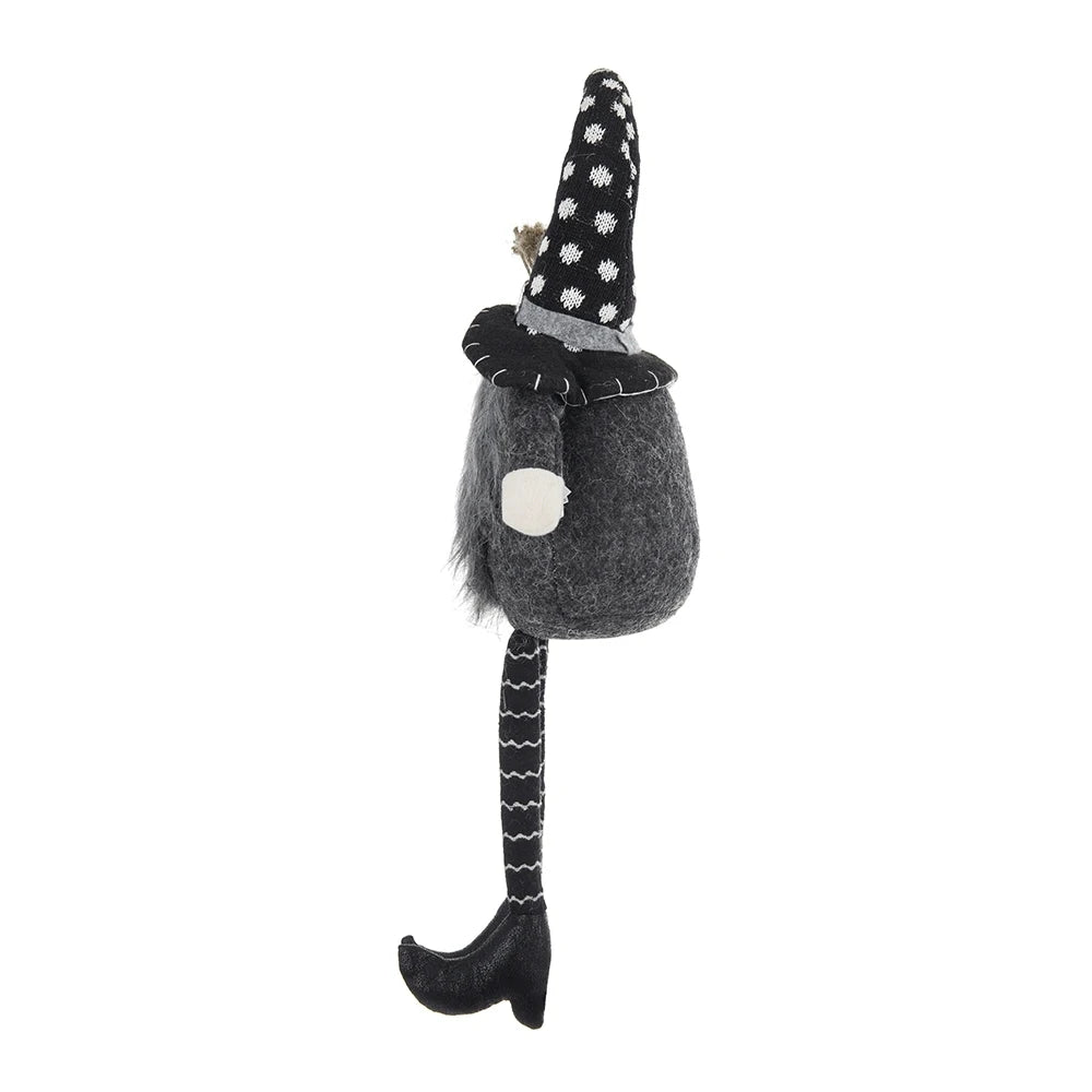 Halloween Fabric Sitting Gnome With Broomstick And Soft Legs