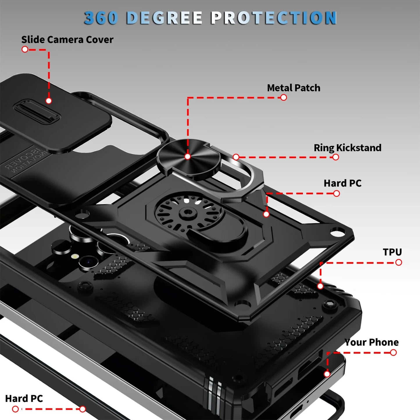360 Full Protection Samsung Galaxy Case With Magnetic Ring Stand