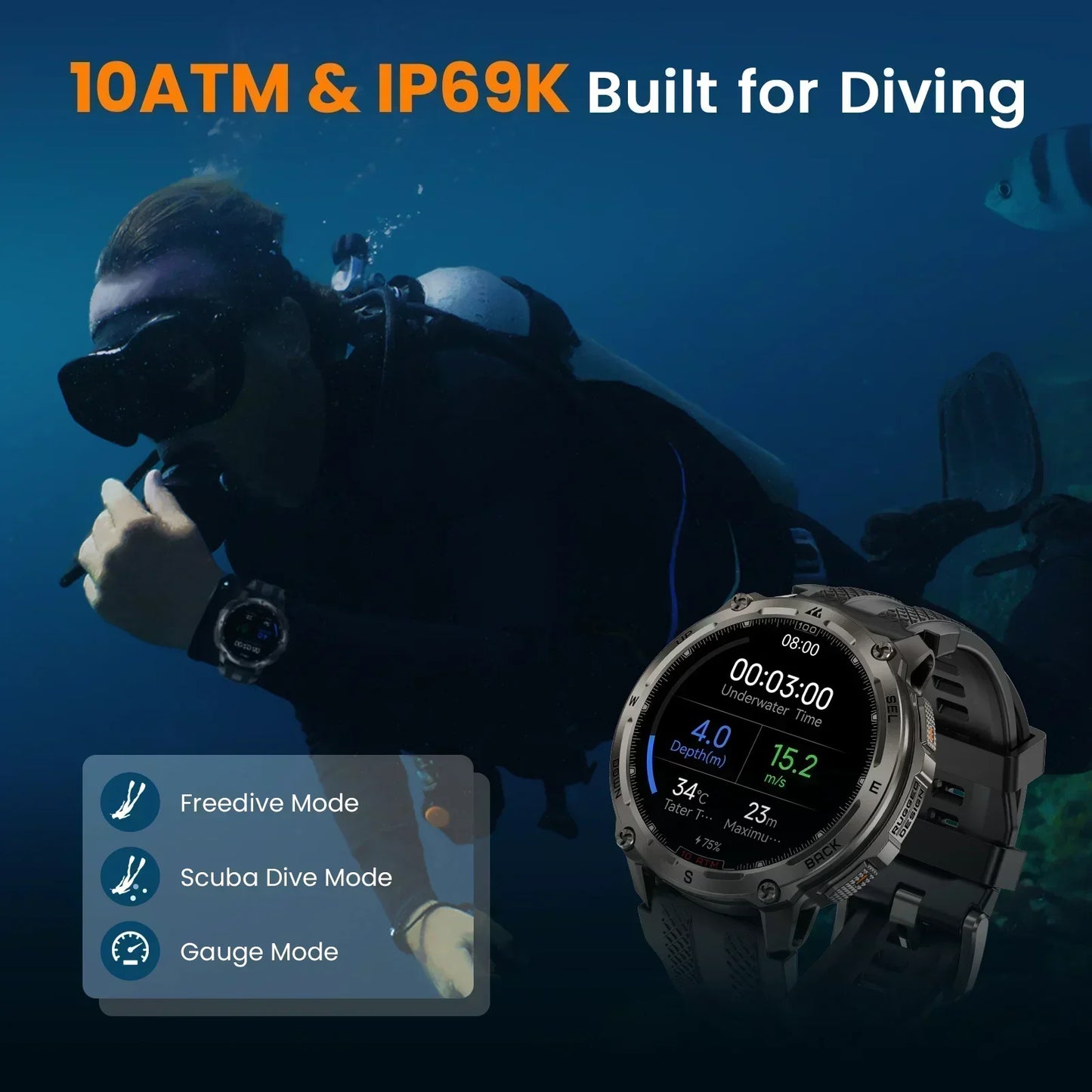 KOSPET Tank T4 Smart Watch GPS Maps 10ATM Waterproof