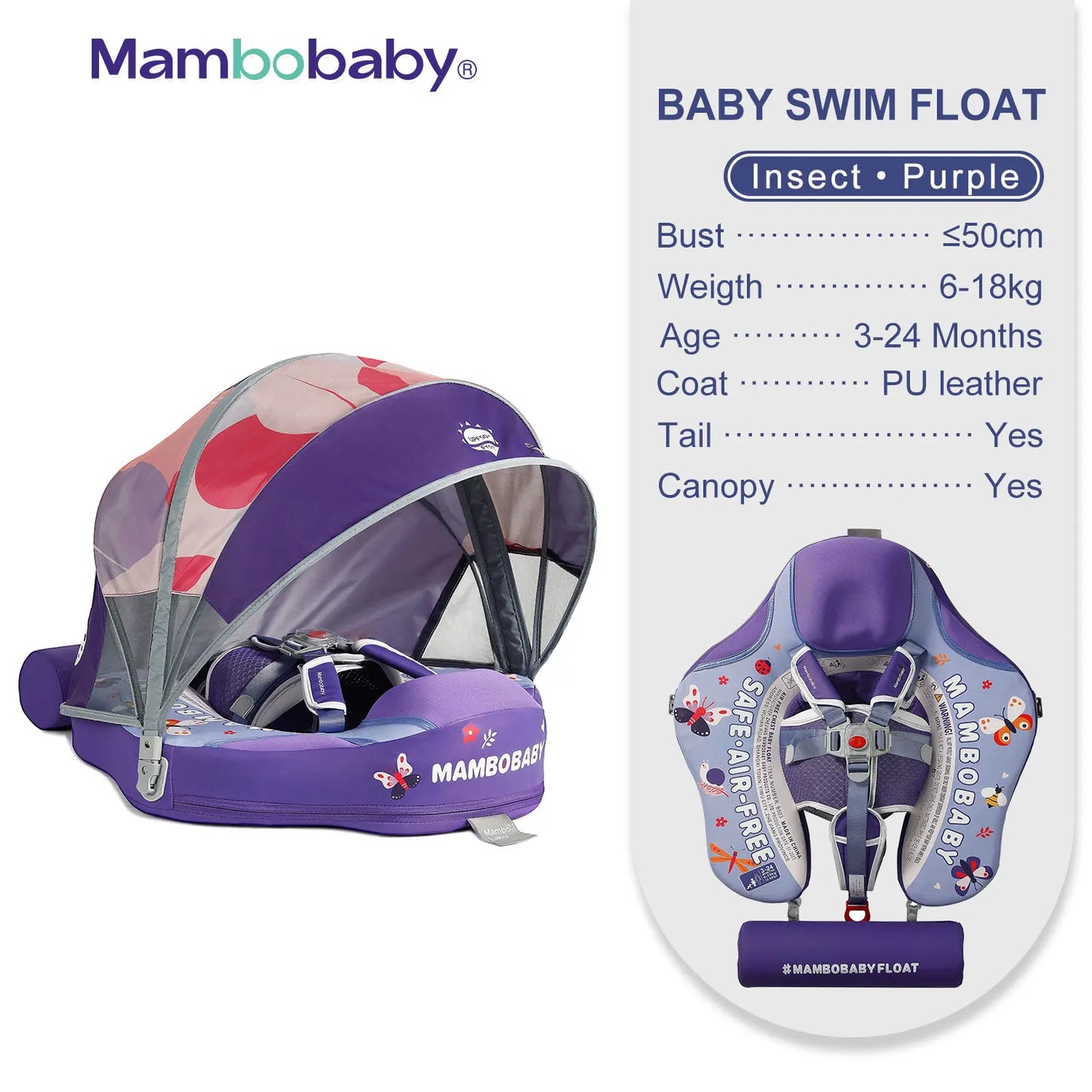 Mambobaby Animal Float Canopy Baby Swimming Buoy Water Trainer
