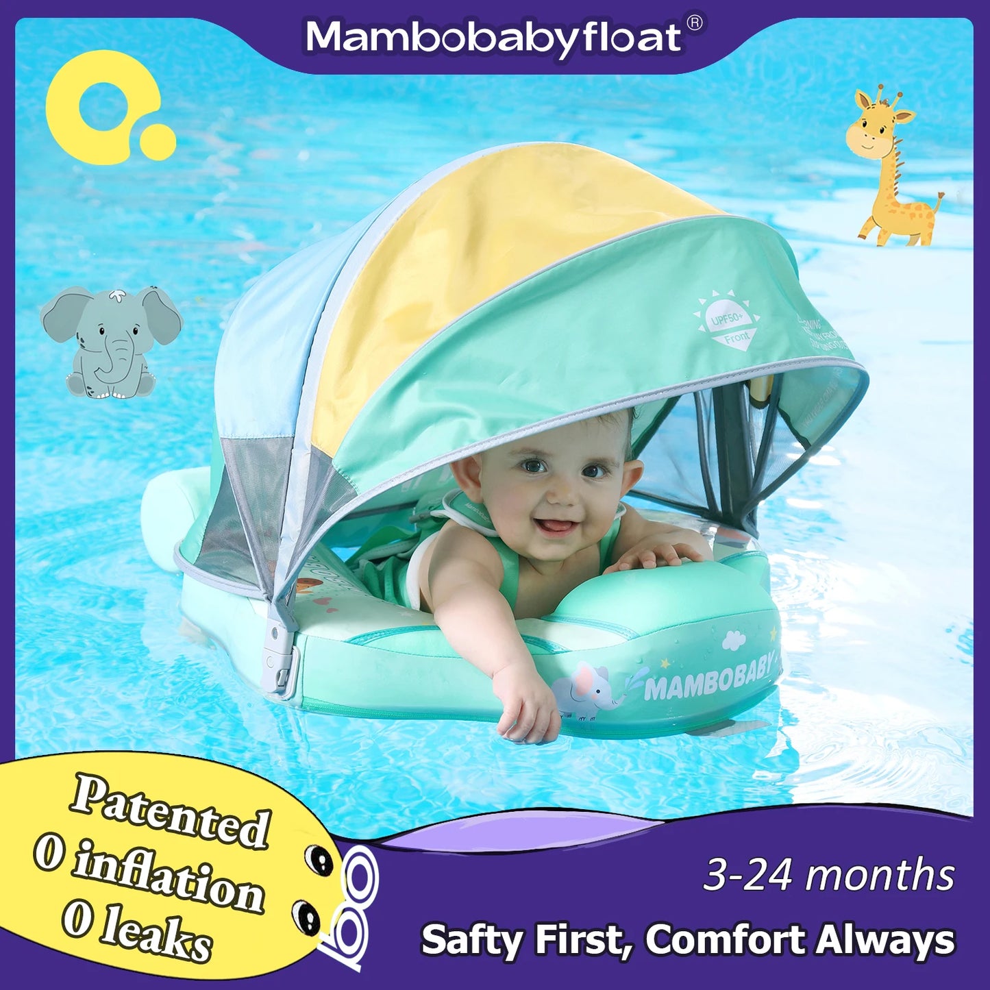 Mambobaby Animal Float Canopy Baby Swimming Buoy Water Trainer
