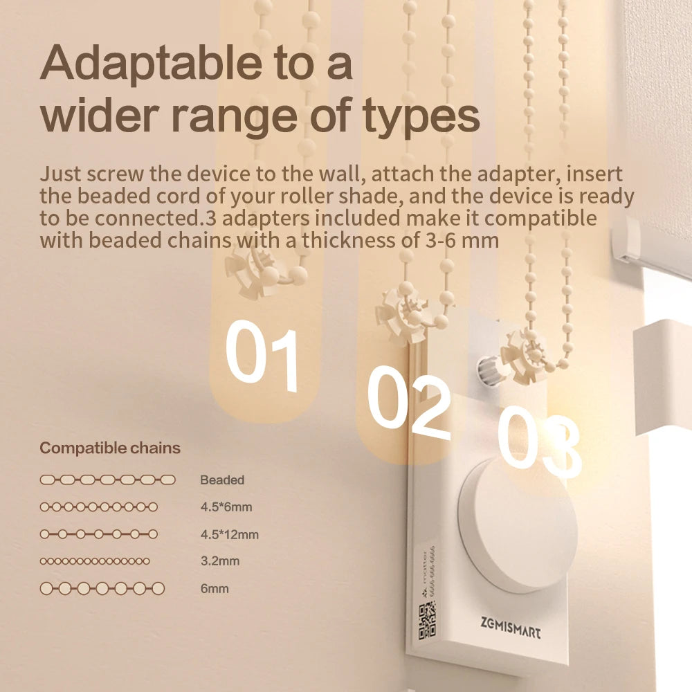 Zemismart Matter Thread Smart Roller Shade Driver Built In Battery