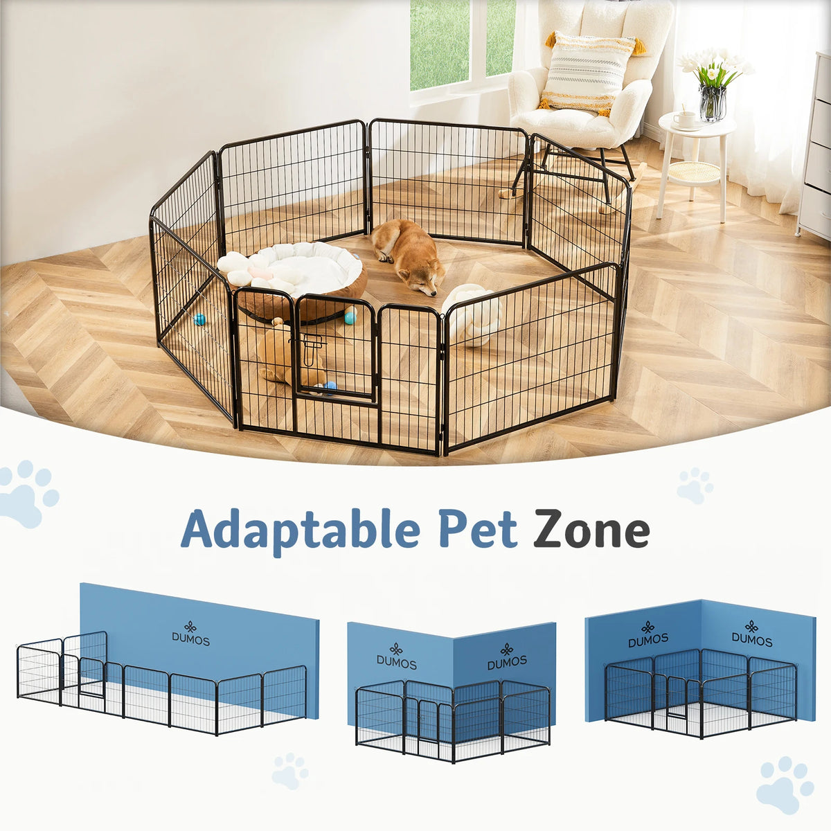 JHK Metal Dog Playpen Foldable Pet Exercise Fence Outdoor