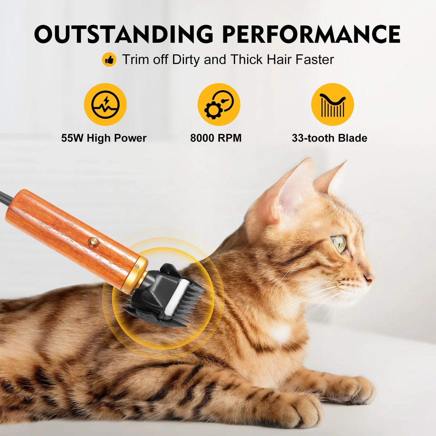 Bymaocar Electric Pet Clipper 55W Corded Professional Low Noise