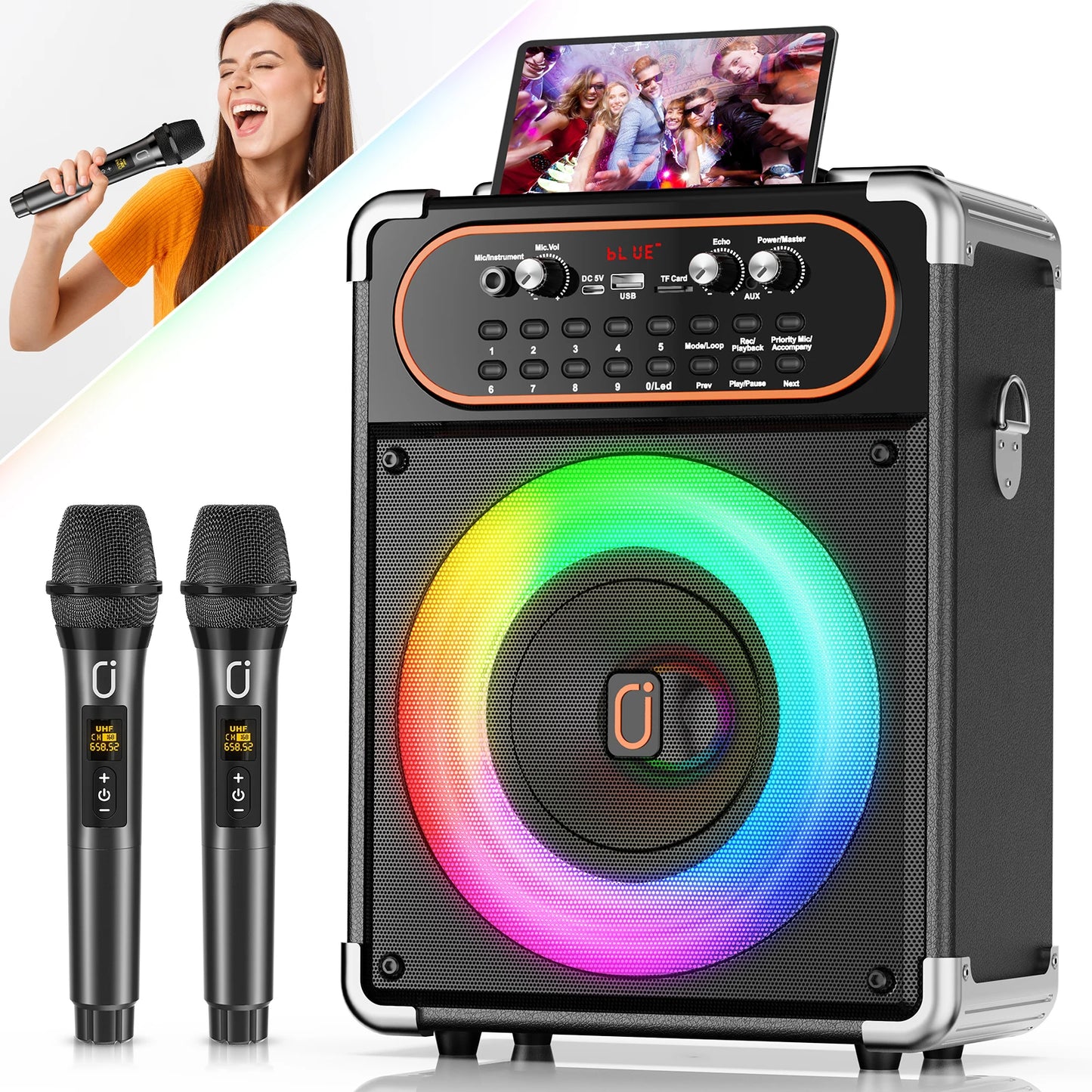 FanFun S68 Kara Ok Portable Bluetooth Speaker With Two Microphones