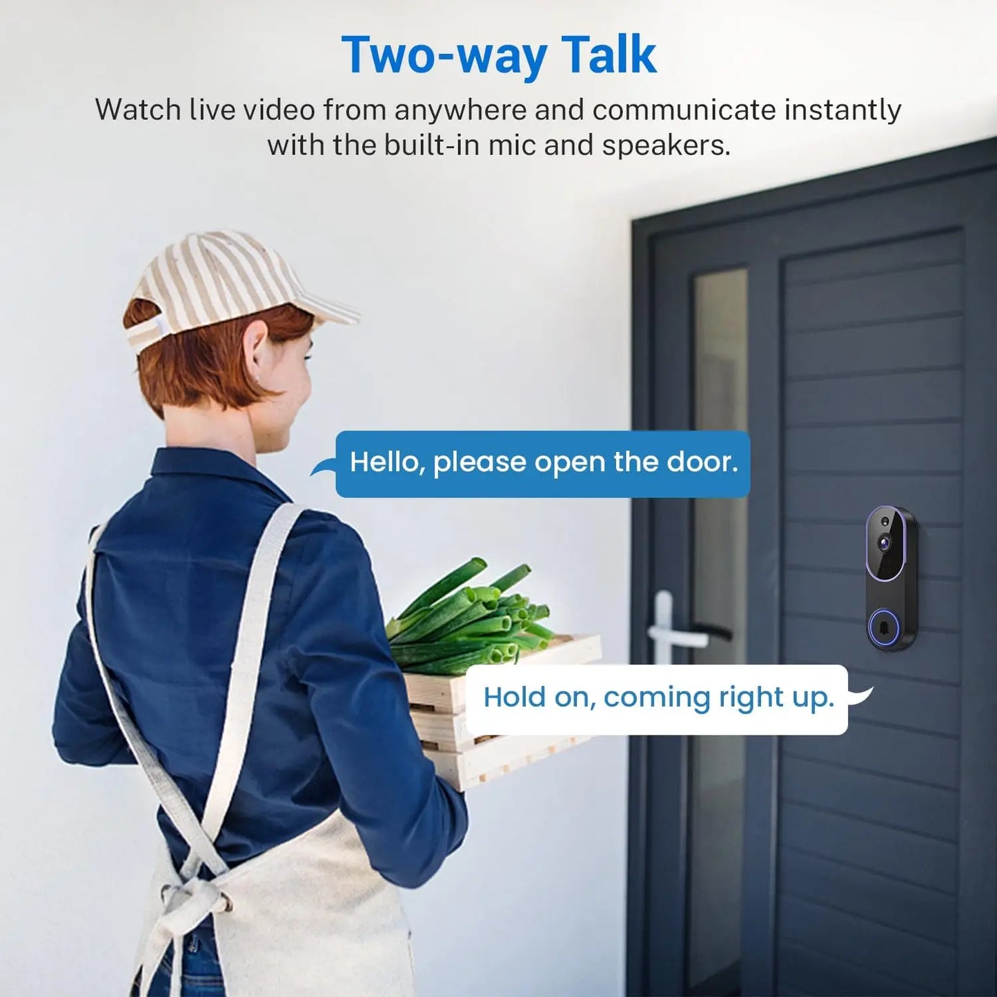 Smart Wireless Video Doorbell Camera AI Human Detection Night Vision
