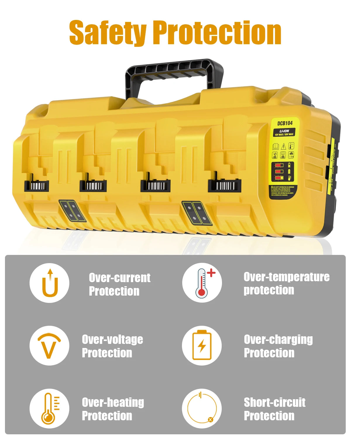 JYJZPB Dewalt DCB104 Replacement 4 Port Battery Charger Station