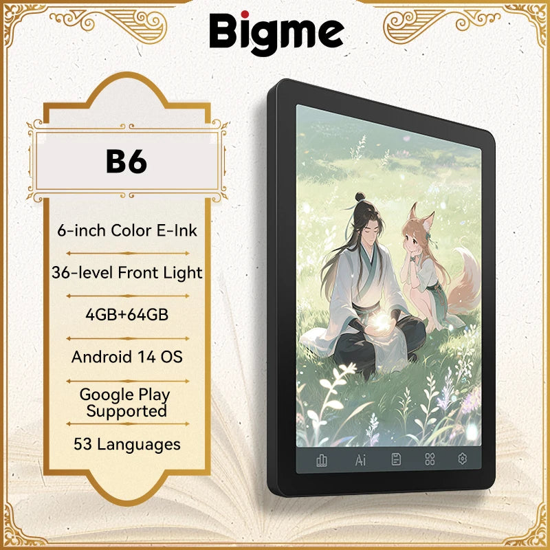 BIGME B6 Ebook Reader Android OS Front Light Bluetooth