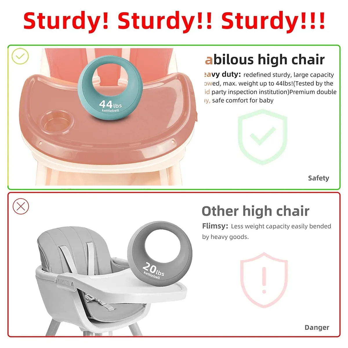 Foldable Baby High Chair 4 In 1 With Durable Toyrack