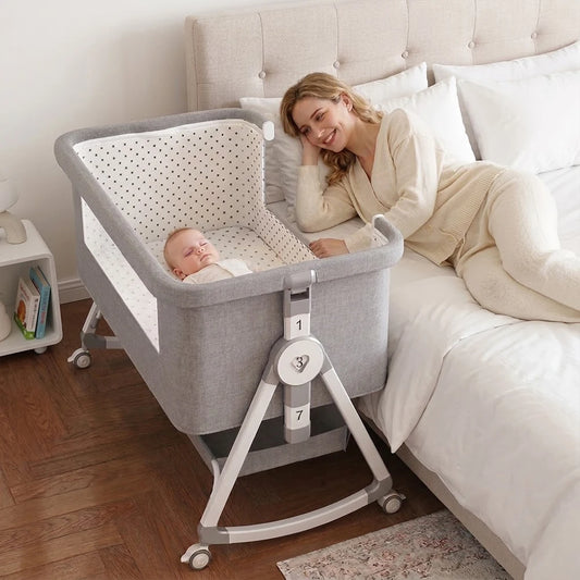 Baby Bassinet Bedside Sleeper With Mosquito Net And Wheels