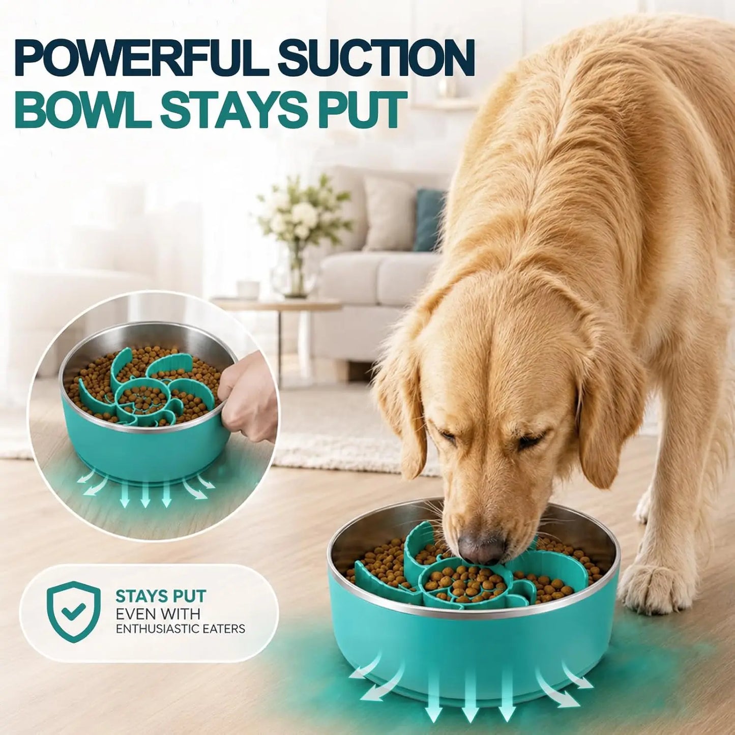 Food Grade Stainless Steel Slow Feeder Dog Bowl With Non Slip Base