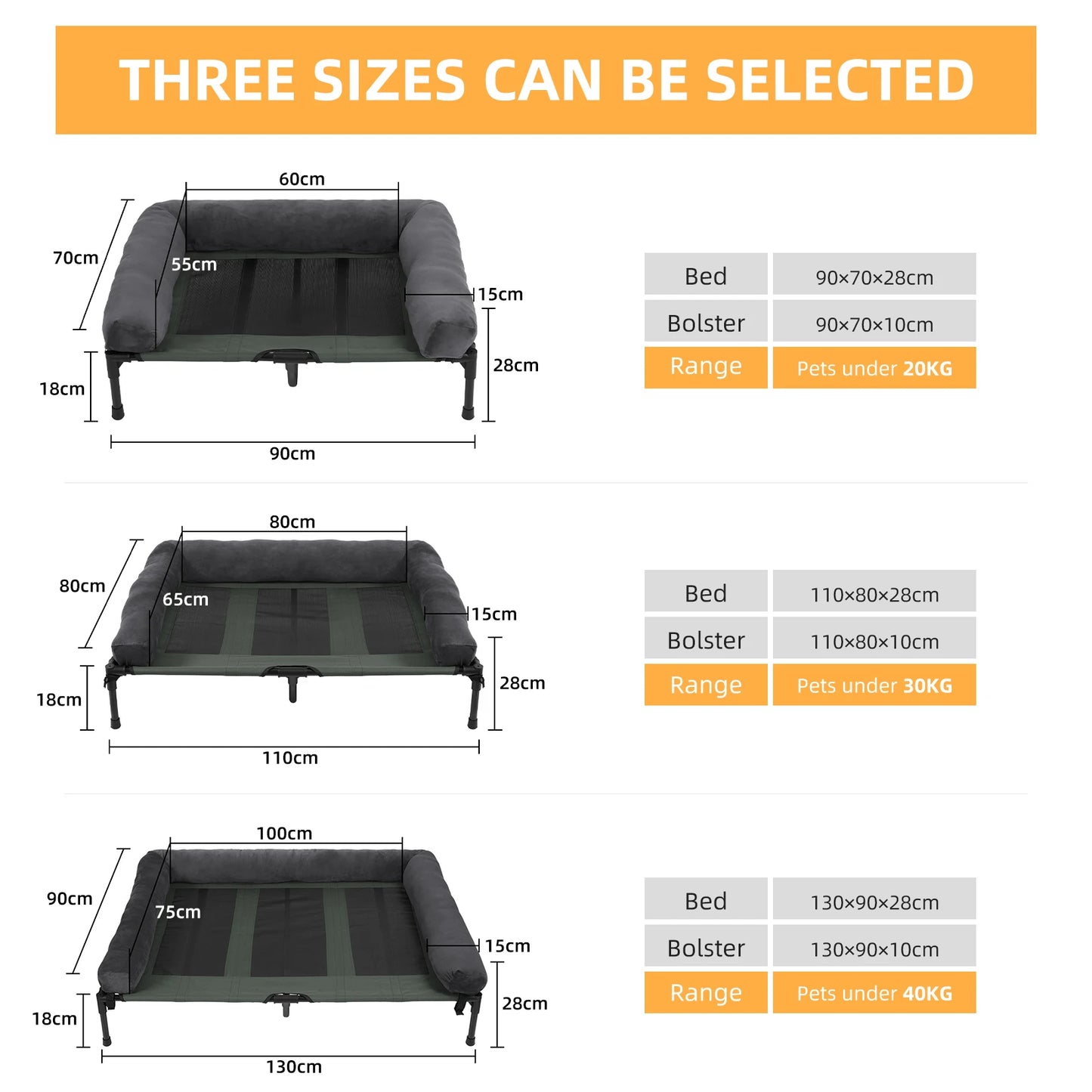 BINGOPAW Elevated Dog Bed With Detachable Plush Bolster