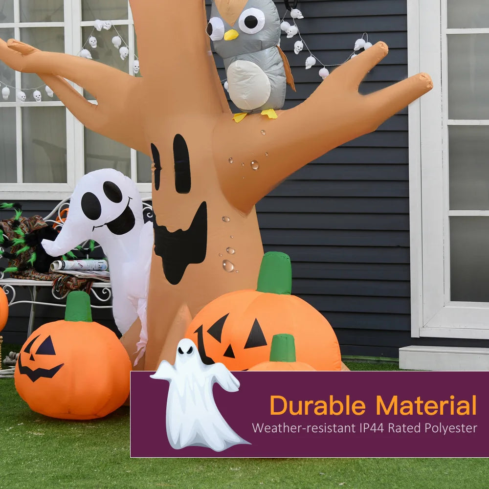 Lighted Halloween Inflatable Haunted Tree With Owl And Pumpkins