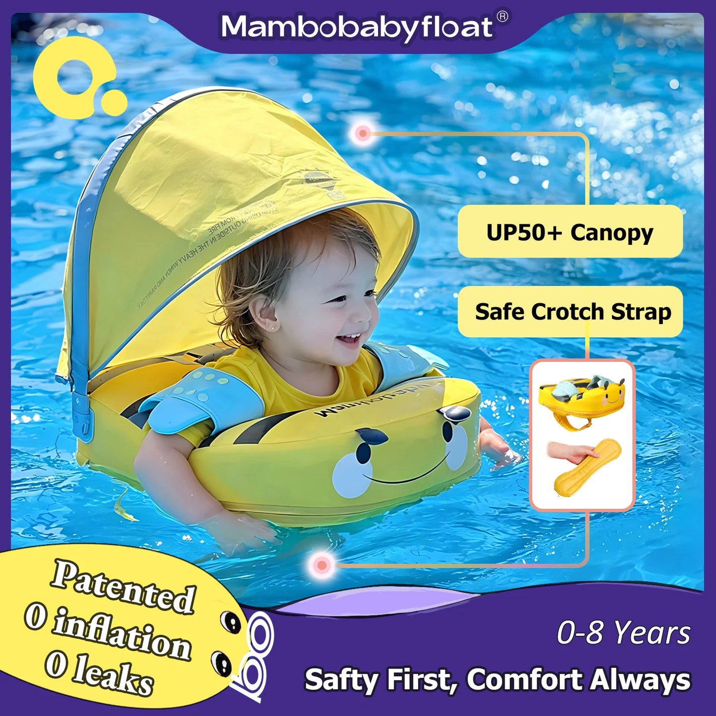 Mambobaby Float With Crotch Support And UV Canopy For Baby