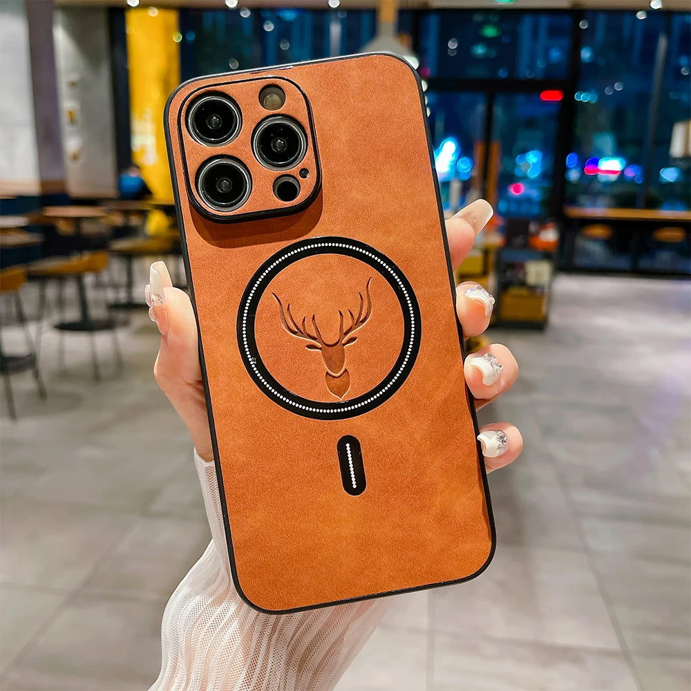 LICOERS Magnetic Leather Case for iPhone with MagSafe Camera Protection