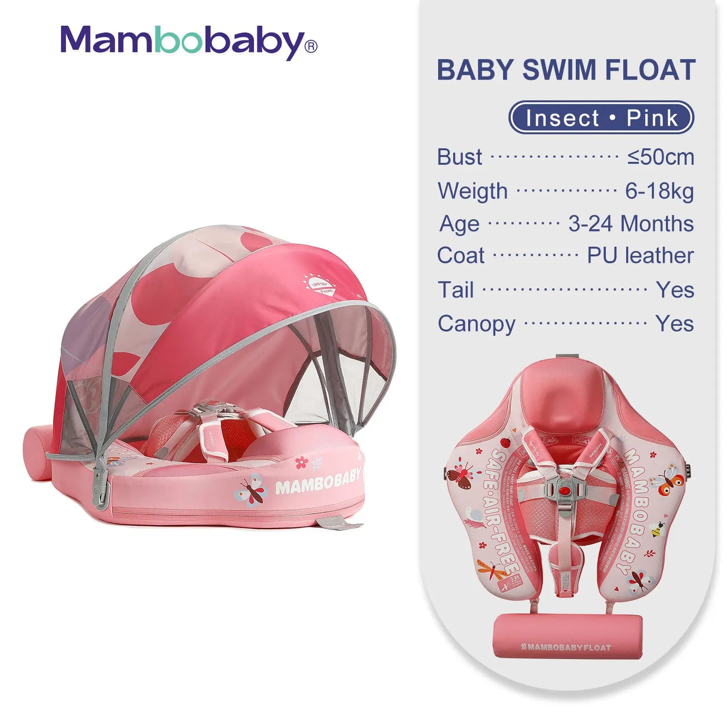 Mambobaby Animal Float Canopy Baby Swimming Buoy Water Trainer