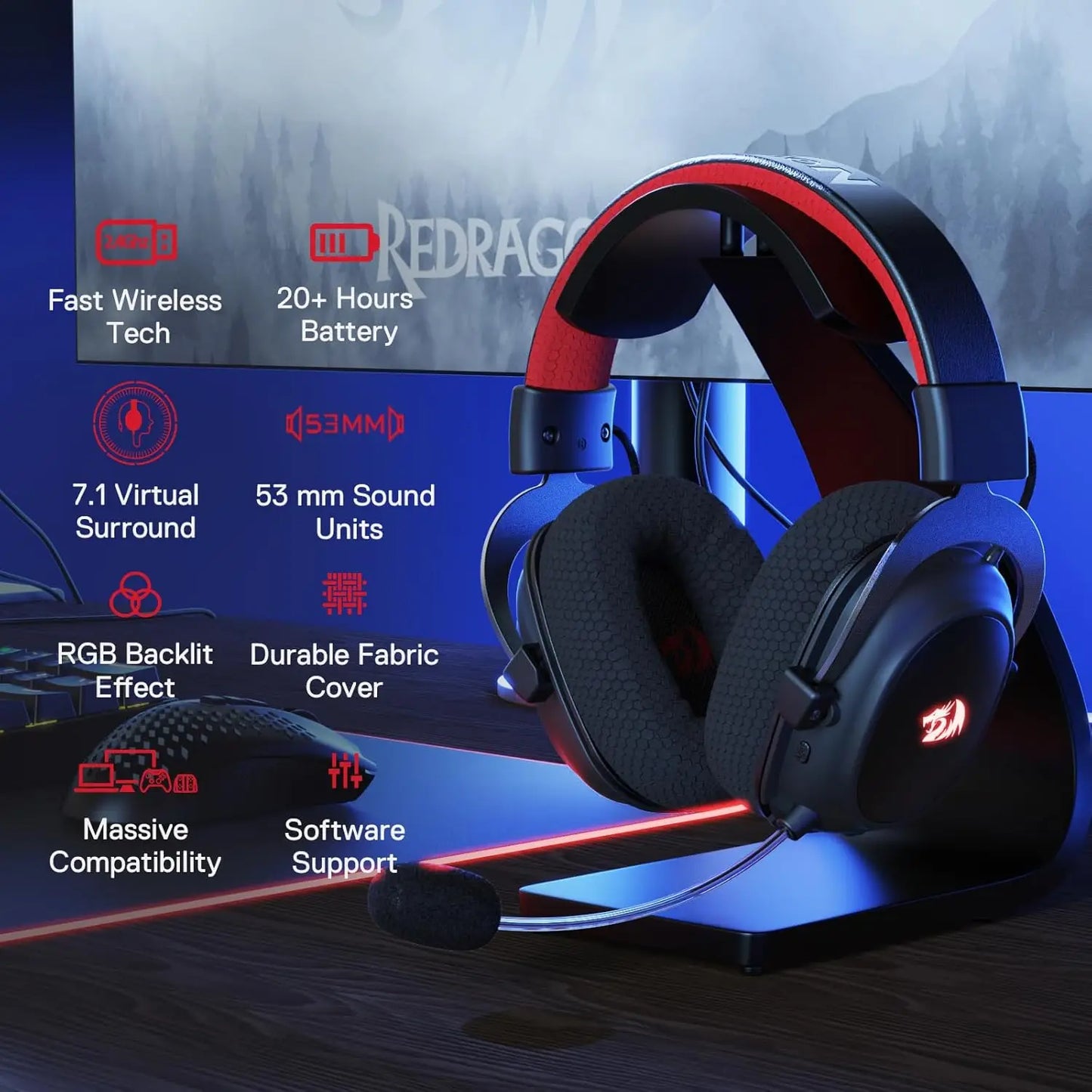Redragon H510 Pro Zeus X Wireless Gaming Headset Multiplatform