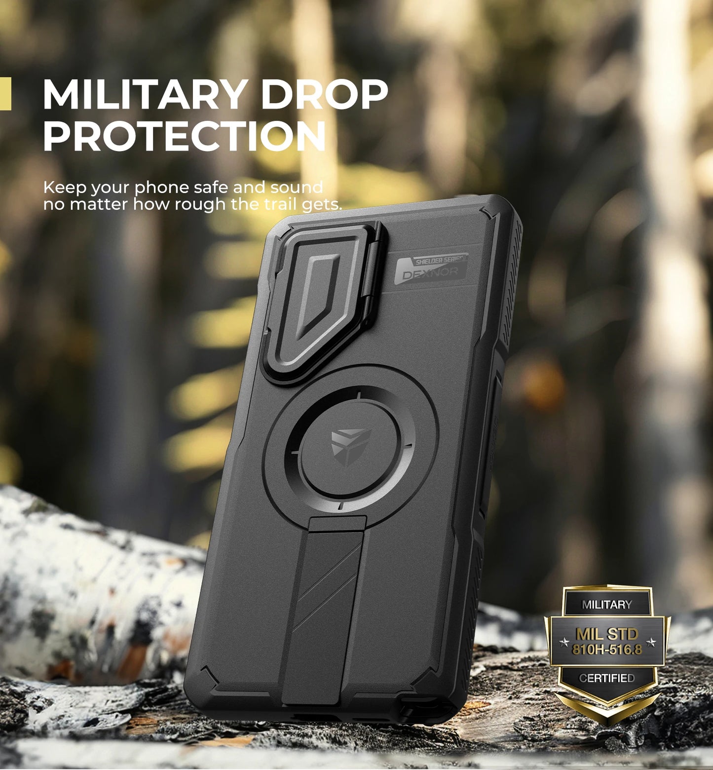 DEXNOR Galaxy S25 Ultra Rugged Case With Camera Cover Kickstand