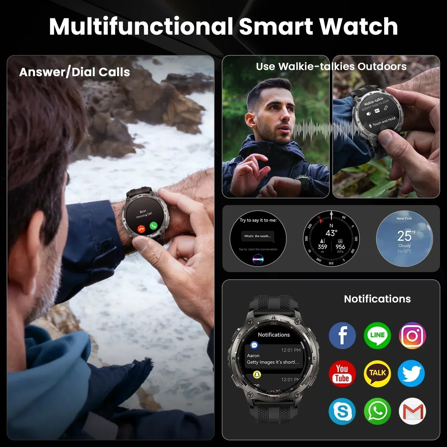 KOSPET Tank T4 Smart Watch GPS Maps 10ATM Waterproof