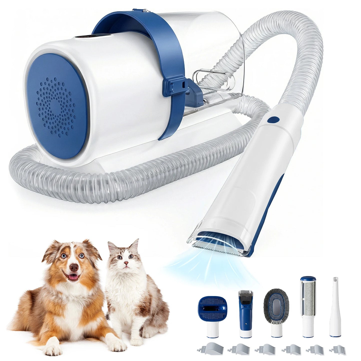 Pet Grooming Vacuum Kit With Cordless Low Noise Clippers and 3 Suction Modes