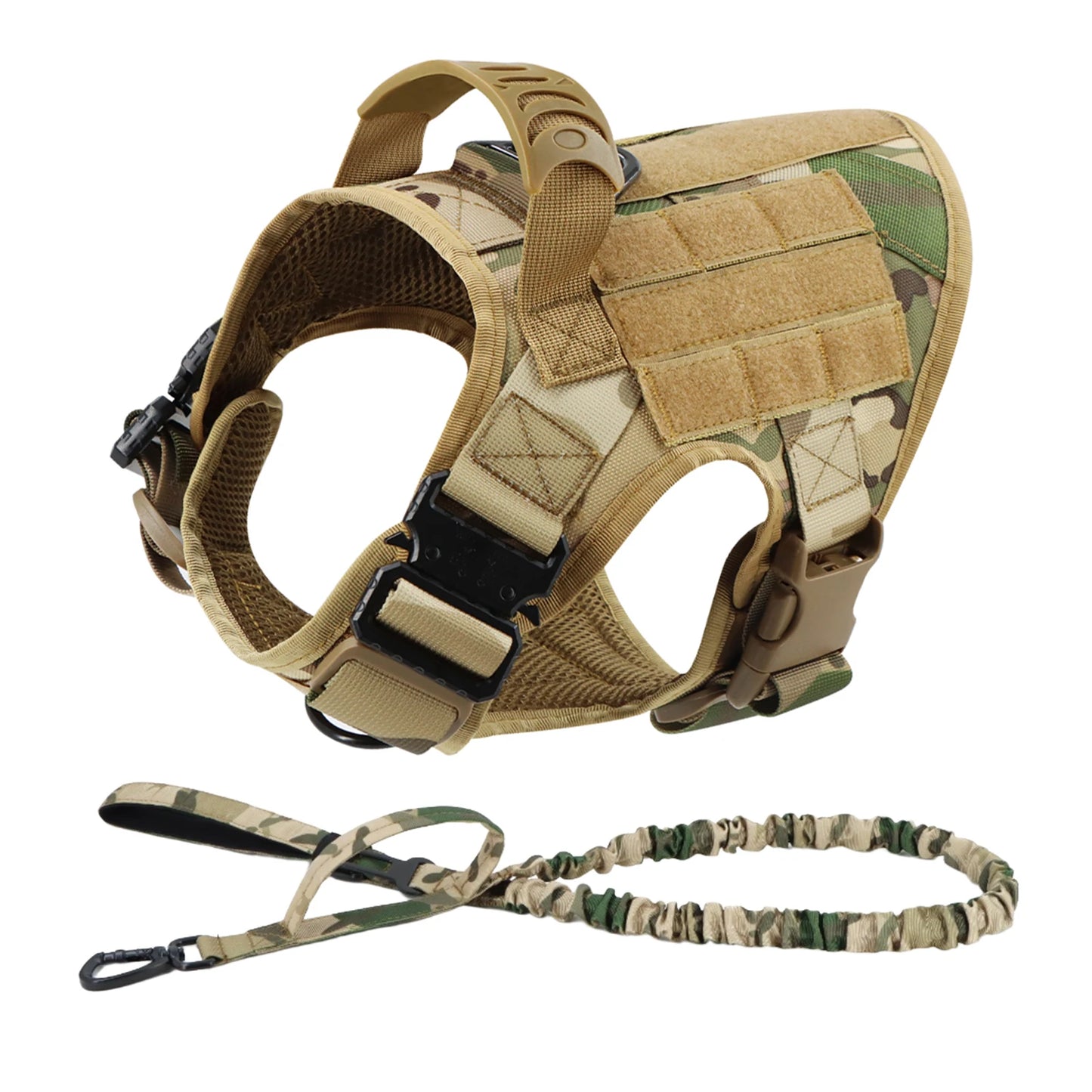 Nylon Tactical Dog Harness And Leash Set For Large Dogs
