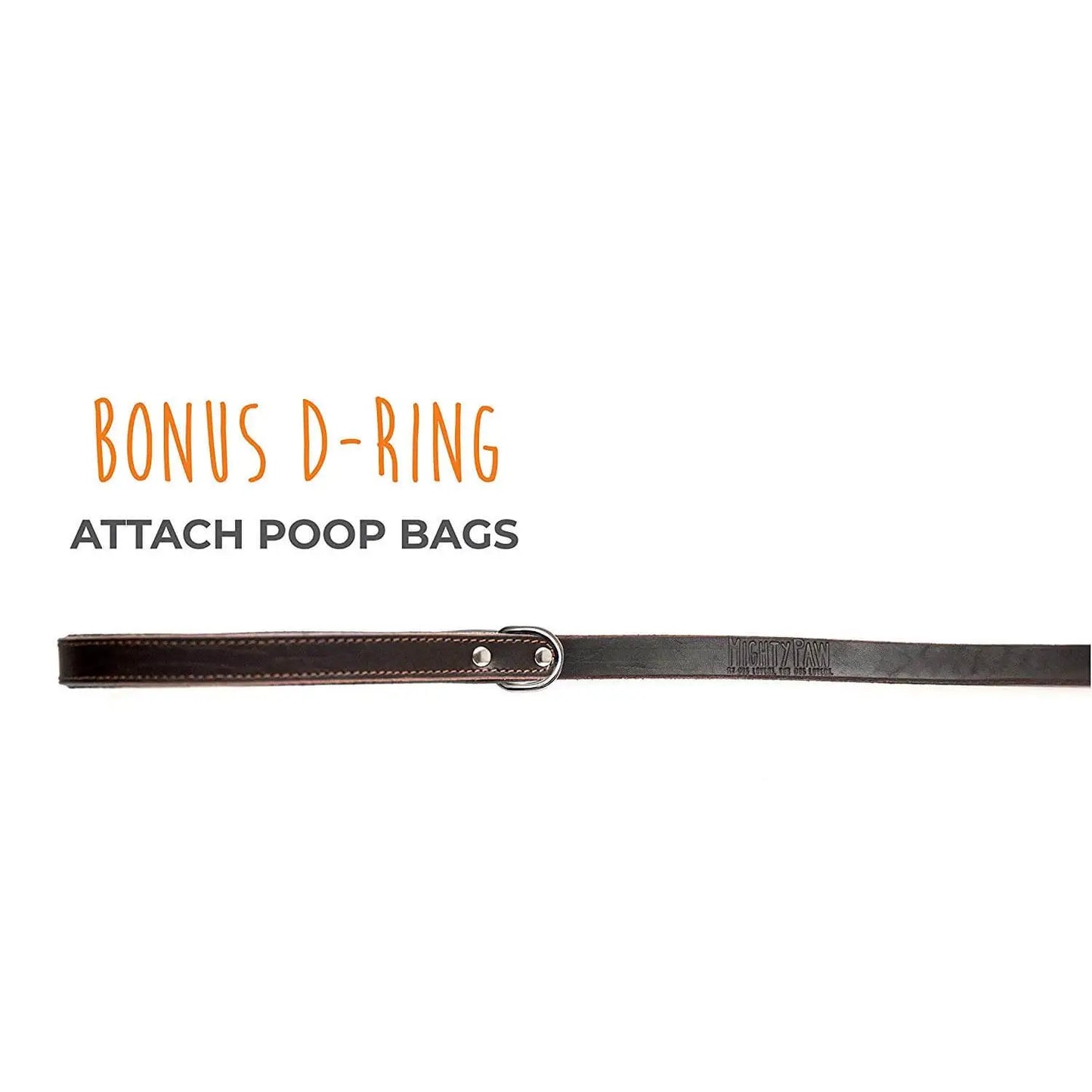 Genuine Leather Dog Leash With Padded Handle Carabiner