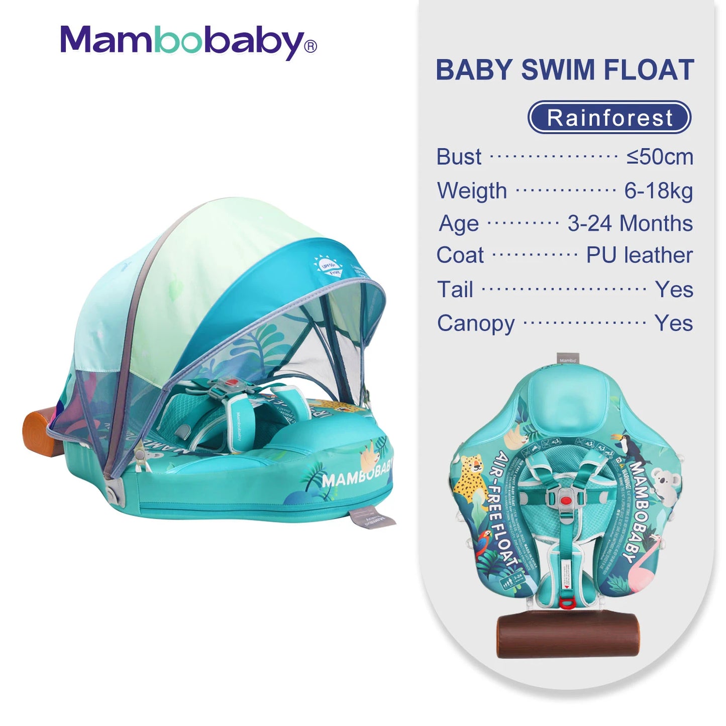 Mambobaby Animal Float Canopy Baby Swimming Buoy Water Trainer