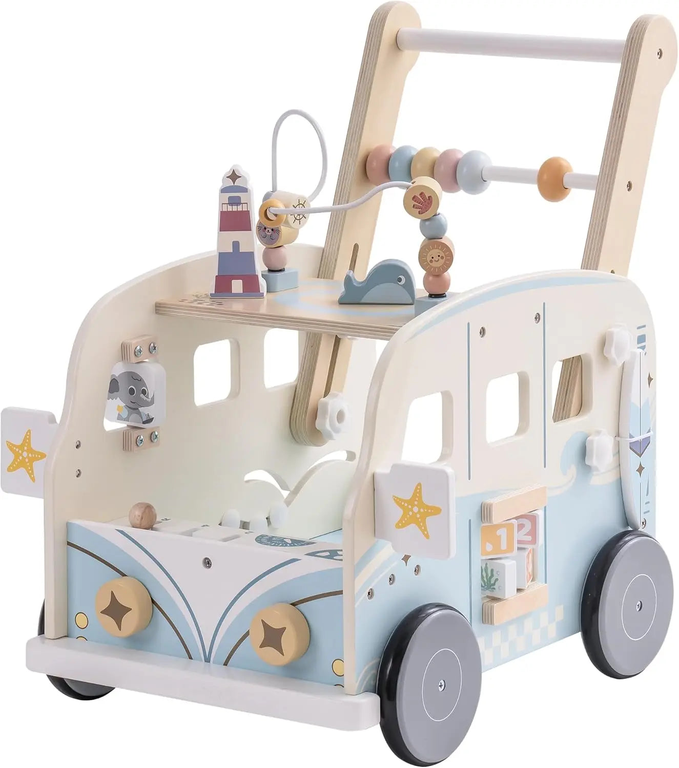 Rolife Robud Wooden Baby Walker Push Along Activity Walker