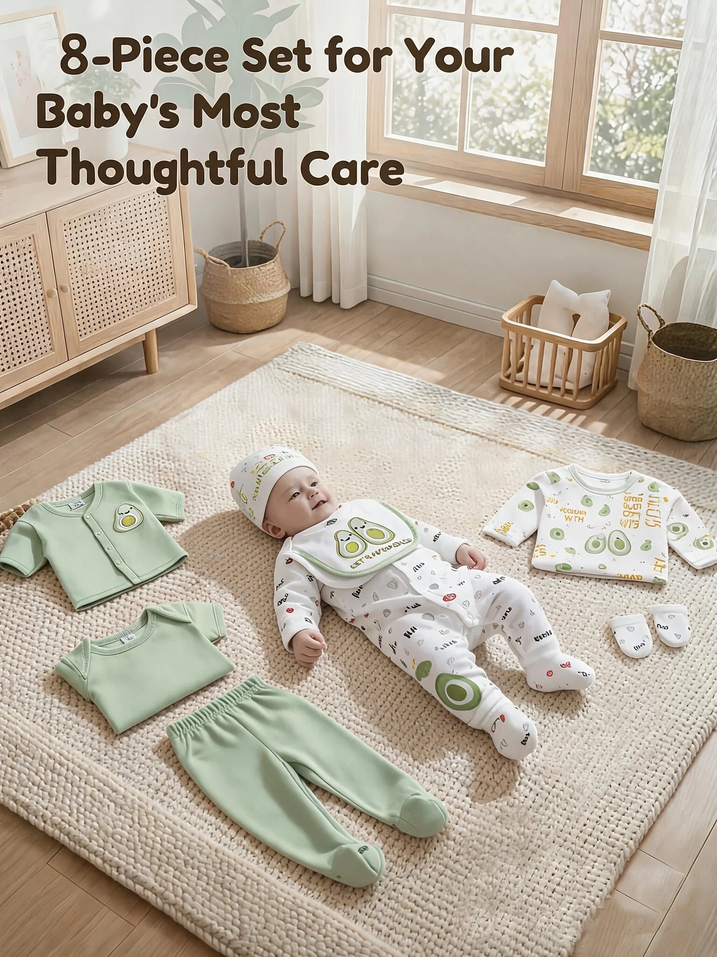 Newborn 100 Percent Cotton Baby Set With Bodysuits Romper Hat