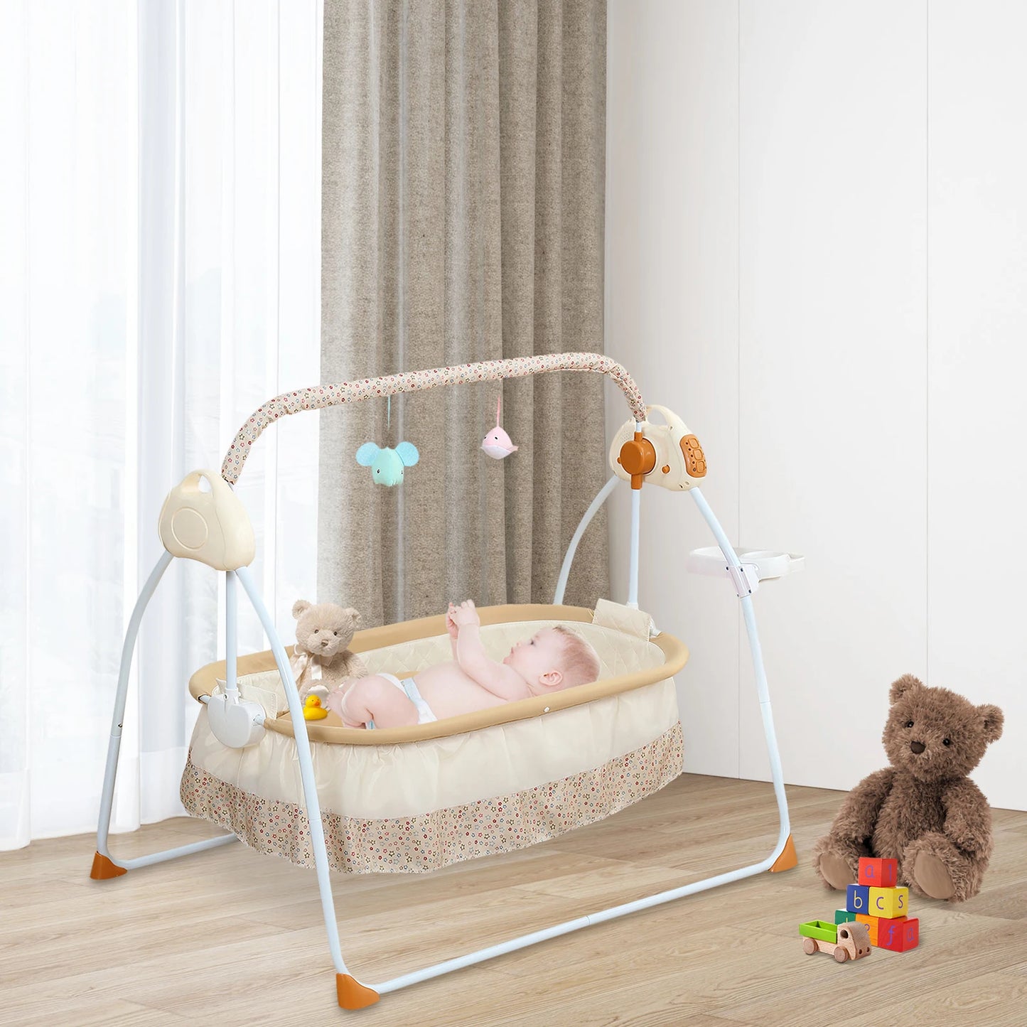 Electric Baby Cradle Foldable With Music Swing And Mosquito Net