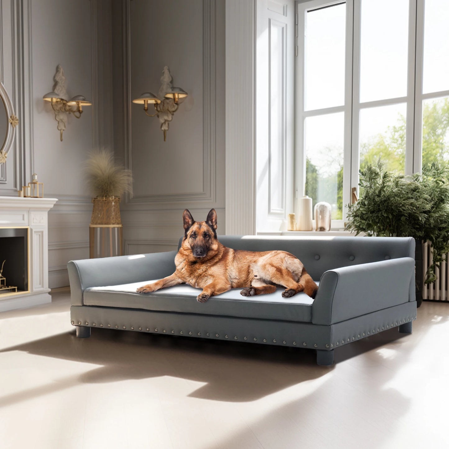 BINGOPAW Elevated Leather Dog Bed Sofa For Durable Comfort