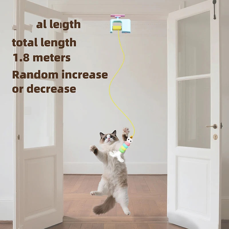 Booteely Interactive Hanging Cat Toy With Retractable String And Feathers