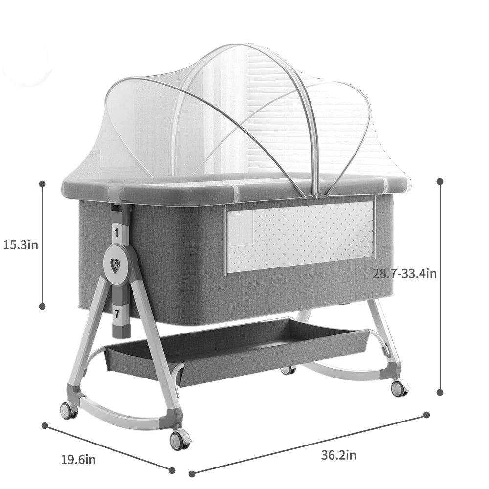 Baby Bassinet Bedside Sleeper With Mosquito Net And Wheels