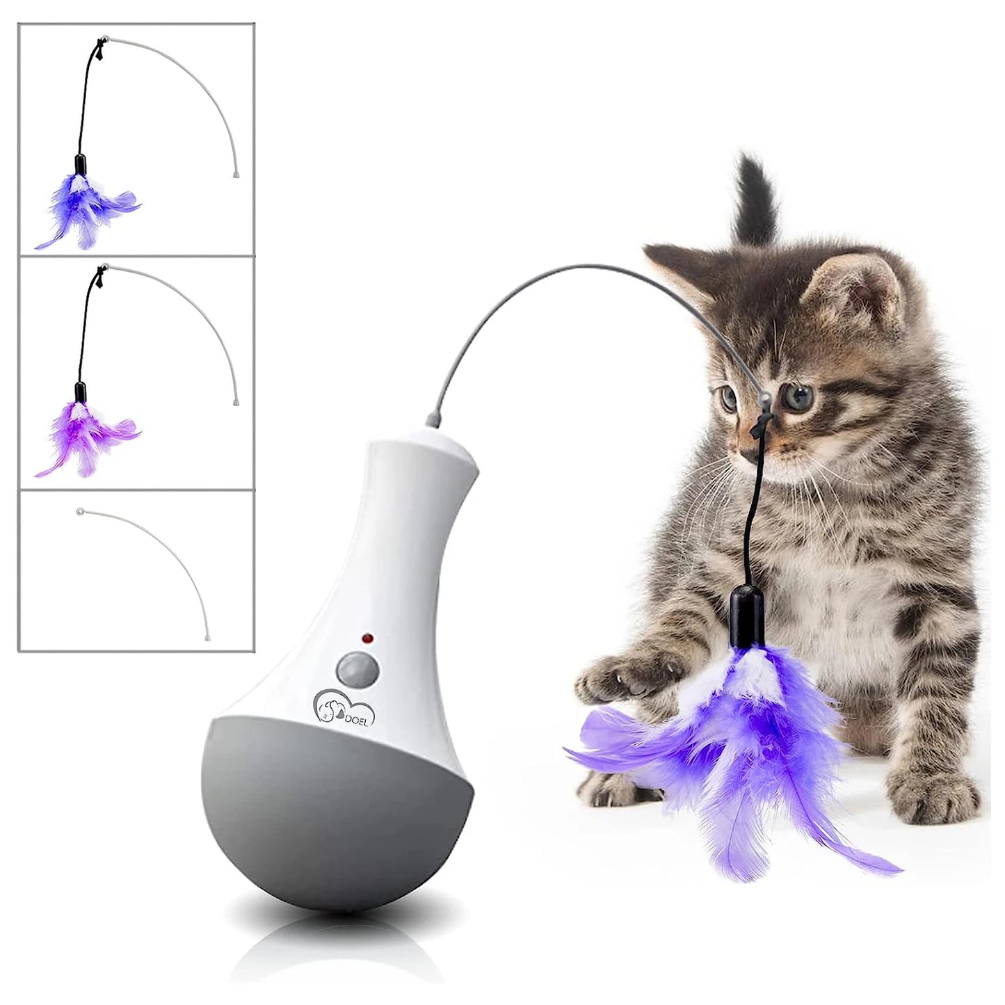 Cat Feather Toy Teaser With 360 Degree Rotation For Indoor Play