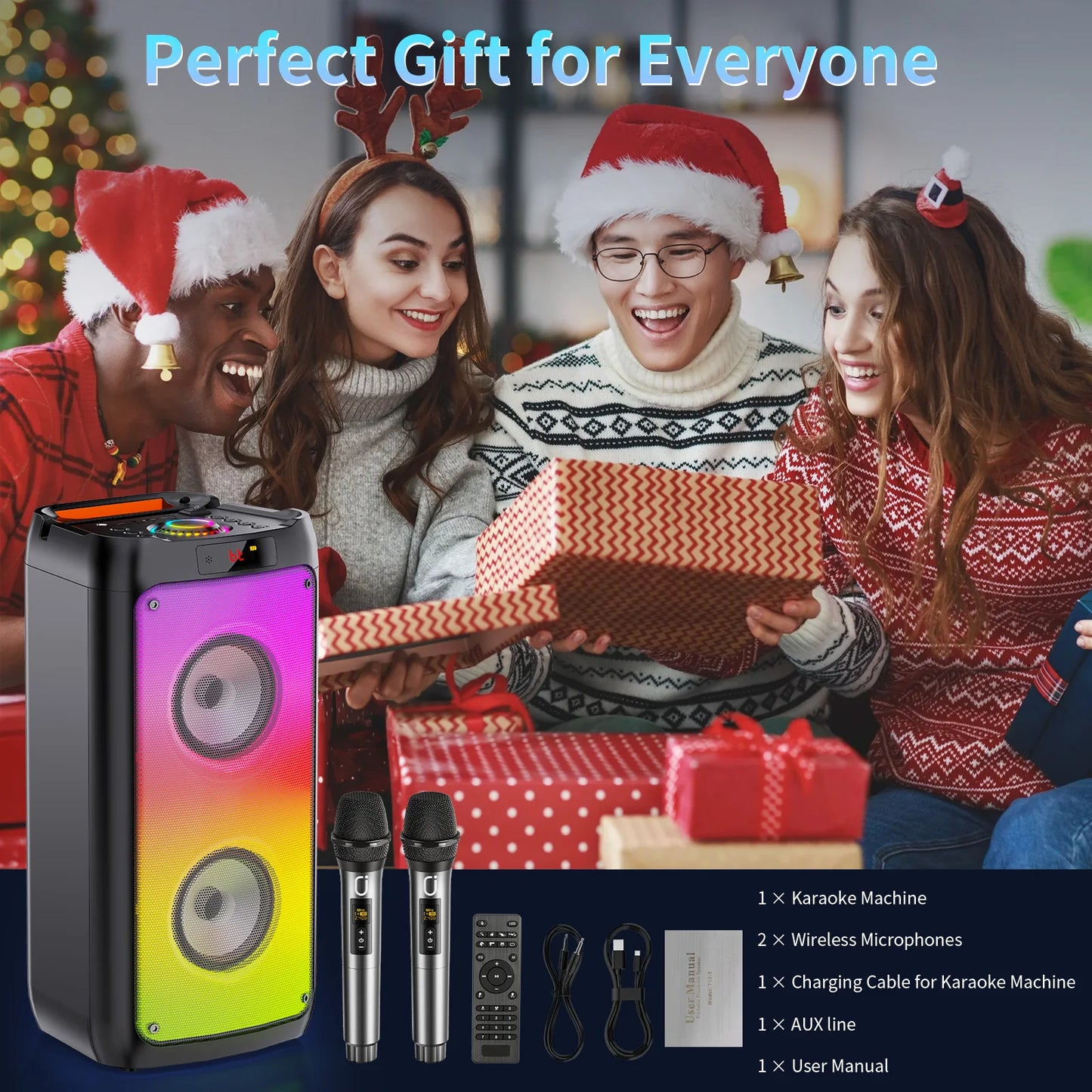 FanFun T10T Wireless Bluetooth Karaoke Speaker With Two Microphones