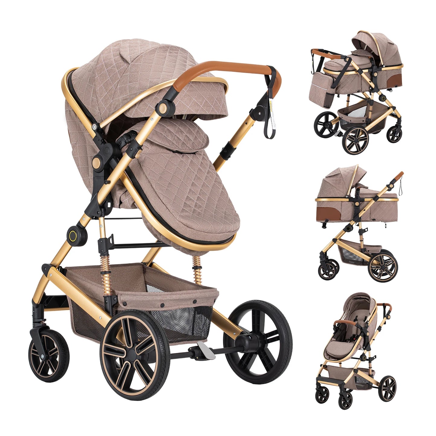 2 In 1 Baby Stroller Foldable Lightweight Reversible Bassinet Pram