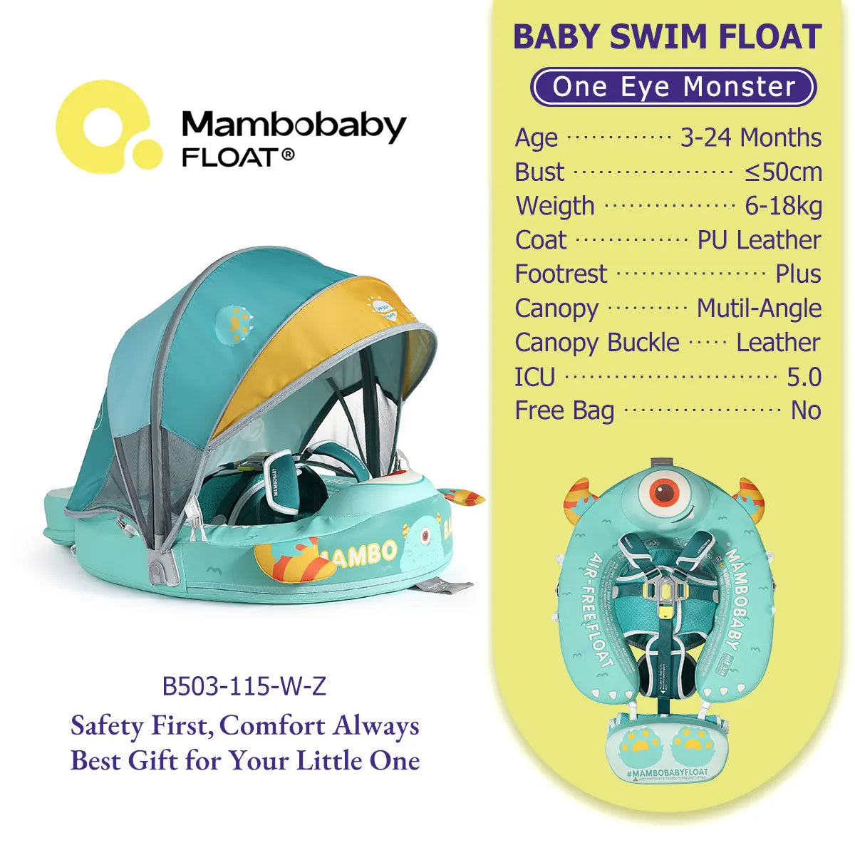 Mambobaby No Inflation Safe Harness Toddler Pool Float